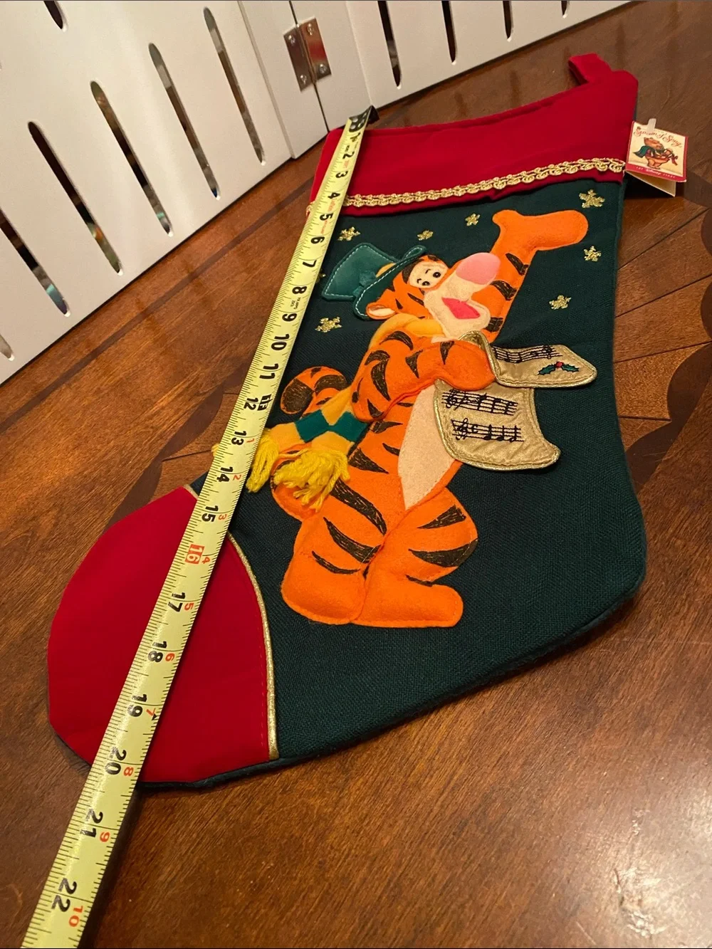 Vintage Disney Large 20” Felt 3 D Tigger Caroling Stocking